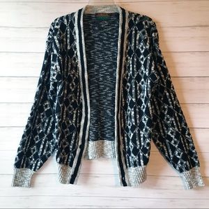 Vintage | Black & Gray Button Up Knit Sweater | M